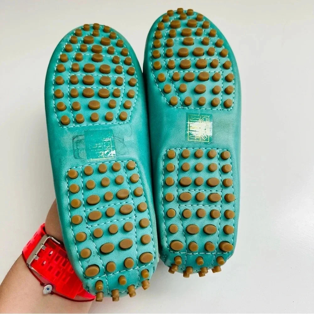 NWOT Rare Teal Chocolat Blu Suede Leather Driving Penny Loafers - Picture 6 of 9